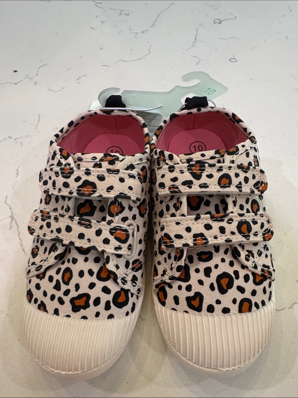 Cat & Jack Kids Leopard Velcro Sneakers - Cream/Black/Orange